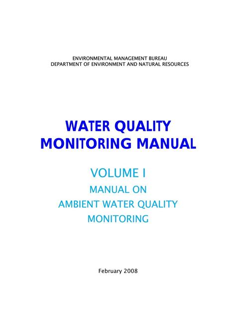 WATER QUALITY MONITORING MANUAL .